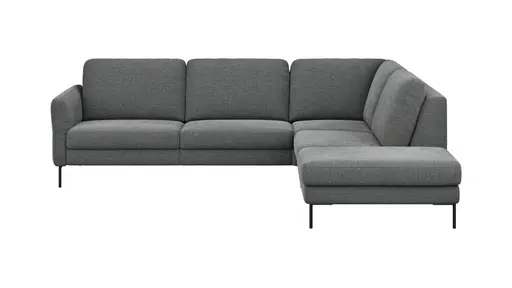 Ecksofa Enna - 3-Sitzer, Ecke rechts, Sitzvorzug (motorisch), Stoff, Anthrazit
