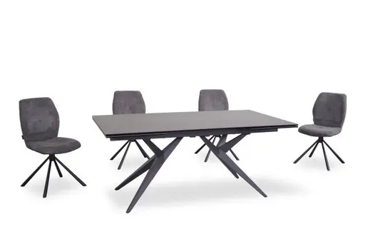 Esstisch MICHELA - ausziehbar, LB ca. 95x180 cm, Keramik, Dunkelgrau