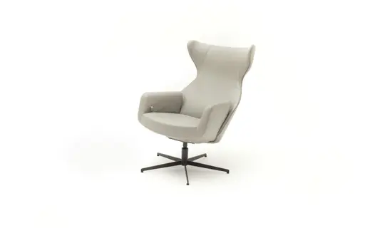 Sessel Kian - Leder, Steingrau, Gestell Schwarz