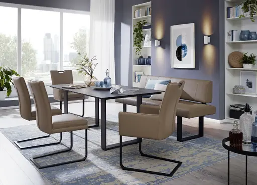 Armlehnschwingstuhl EM Zadar - Mit Griff, Leder, Braun