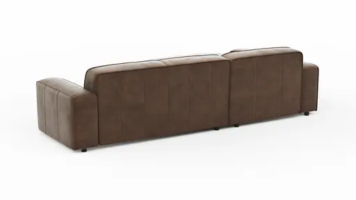 Ecksofa Denver - Longchair links mit 2,5-Sitzer, Leder, Braun