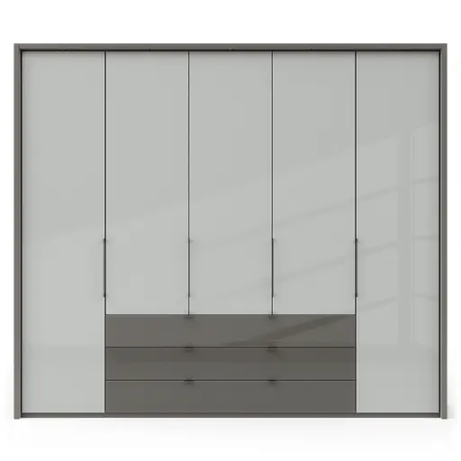 Drehtürenschrank Marbella - B. ca. 257cm, Korpus, Front Glas, Weiß