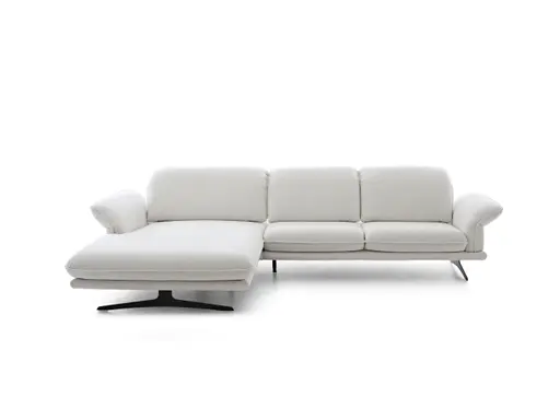 Ecksofa - Longchair links mit Sofa 2-Sitzer, Sitztiefe verstellbar, Stoff, Snow