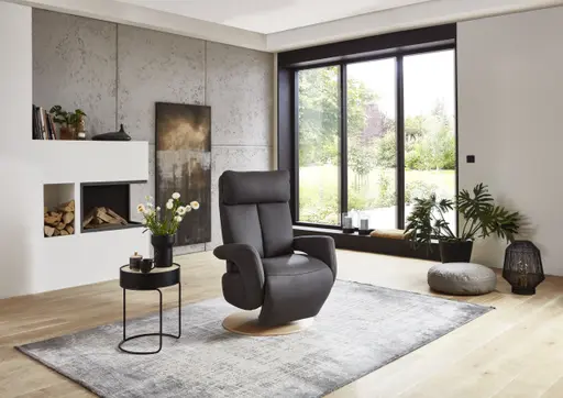 Fernsehsessel EM Pirna - Relaxfunktion, Stoff, Dunkelgrau