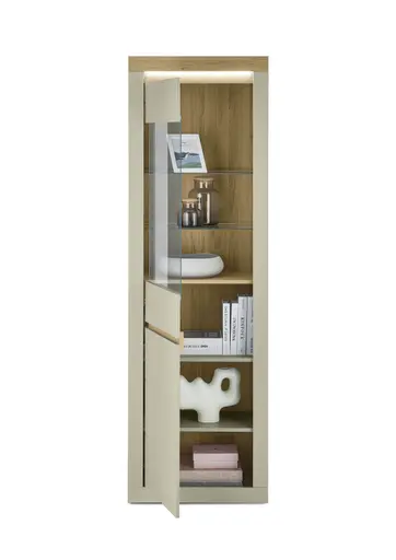 Vitrine - mit Beleuchtung, B ca. 64 cm, Kaschmir, Stone Eiche Nachbildung