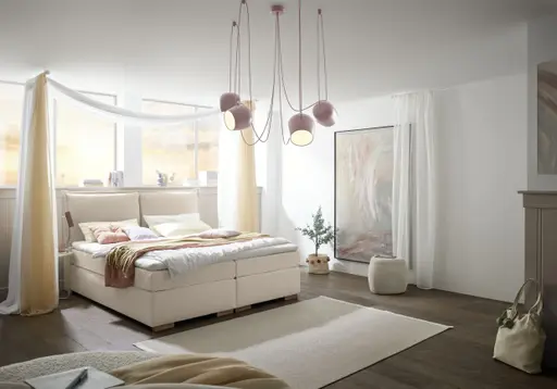 Boxspringbett SANDRIN A- Liegefläche ca. 180x200 cm, Stoff, Creme