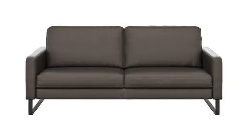 Sofa Enna - 3,5-Sitzer, Armlehne A, Leder, Schwarz, Kufe, Schwarz