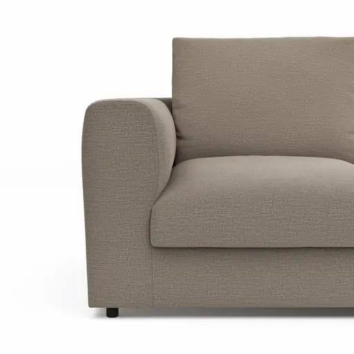 Ecksofa Stormy - 2,5-Sitzer mit Longchair rechts, Stoff, Graubeige