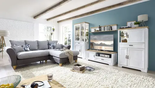 TV-Unterteil - Weiß, Eiche Dekor