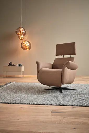 Sessel - Relaxfunktion motorisch, Leder, Braun