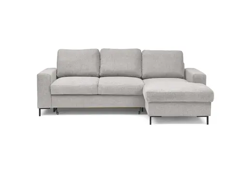 Ecksofa - 2-Sitzer mit Longchair rechts, Stoff, Sibergrau