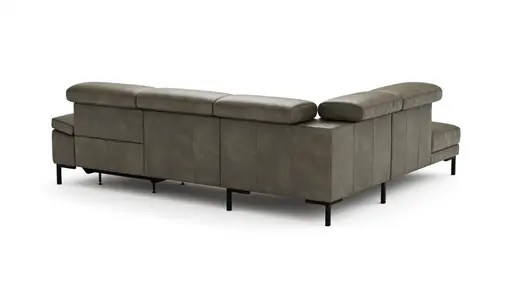 Ecksofa Hudson - Ecke links mit 2,5-Sitzer inkl. Kopfteil/Armlehne verstellbar und Sitzvorzug/Relaxfunktion (motorisch), Leder, Braungrün