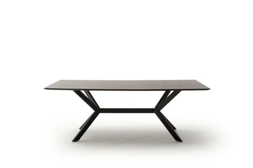 Esstisch Eldur - LB ca. 220x100 cm, Bambus, Tabakbraun, Gestell, Schwarz