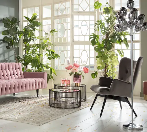 Couchtisch-Set- Stahl, Schwarz, Glas, Schwarz