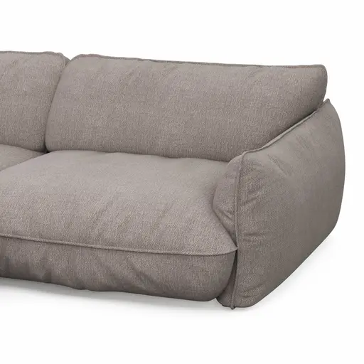 Ecksofa Fluffy - Longchair mit 2,5-Sitzer rechts inkl. Rückenlehne verstellbar, Stoff, Taupe