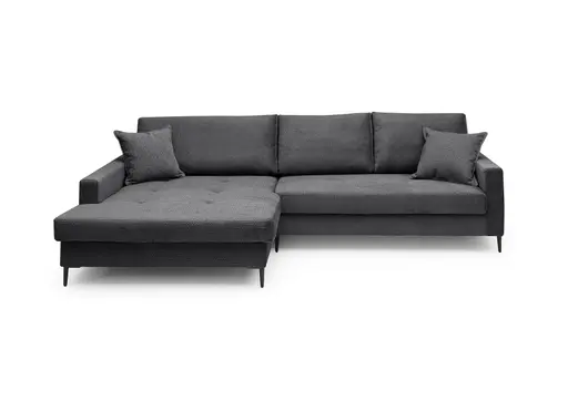 Ecksofa - Longchair links mit 3-Sitzer, Stoff, Anthrazit