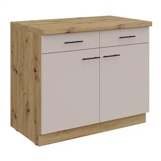 Unterschrank- B ca. 100 cm, Eiche Dekor, Kaschmir, Matt