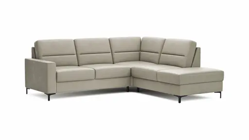 Ecksofa Merlos H. - 2,5-Sitzer mit Ecke rechts, Leder, Kreide