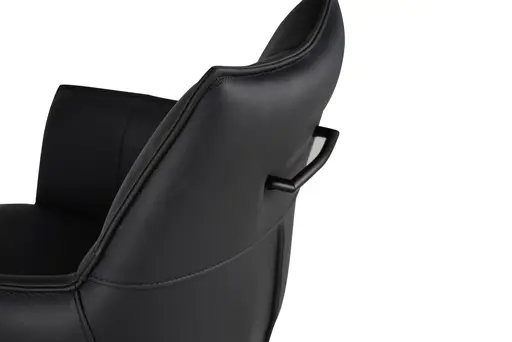 Barhocker MELE - drehbar, höhenverstellbar, Leder, Schwarz