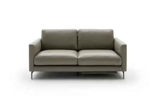 Sofa Cuneo - 2-Sitzer, Leder, Graubraun, Relaxfunktion, motorisch