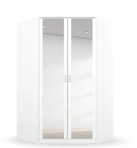 Eckschrank ROYAN- B ca. 117 cm, Weiß, Spiegel