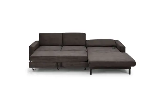 Ecksofa CALM MOVE 2.0 - 2,5-Sitzer mit Longchair rechts, Schlaffunktion, Feincord, Mocca