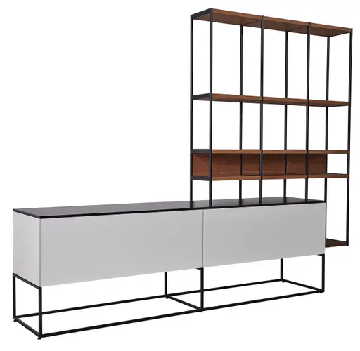 Wohnwand Catona - Lack matt, Weiß