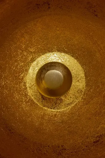 Bodenleuchte- DH ca. 50x50 cm, Stahl, Messing beschichtet, Gold