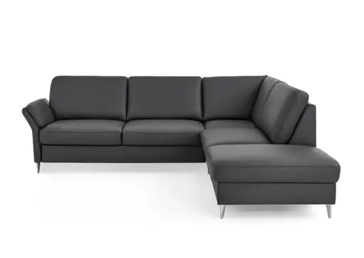 Ecksofa - 3-Sitzer mit Ecke rechts, Leder, Anthrazit
