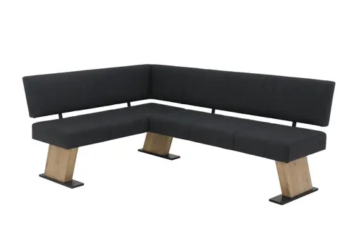 Eckbank - Webstoff, Anthrazit, Artisan Eiche Nachbildung