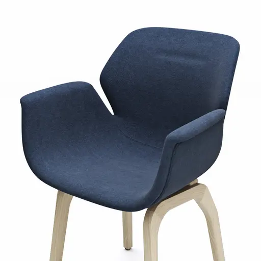 Armlehnstuhl Tooon - Stoff Dunkelblau, Gestell Holz