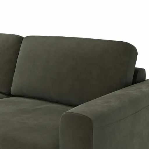 Ecksofa Oviedo - Longchair links mit 1,5-Sitzer, Stoff, Braungrün