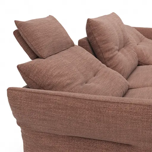 Ecksofa Bahia - 2,5-Sitzer mit Longchair rechts inkl. Kopfteil/ Armlehne verstellbar und Relaxfunktion/ Longchair (motorisch), Stoff, Kupfer