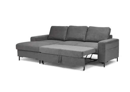 Ecksofa - Longchair links mit 2-Sitzer, Stoff, Anthrazit