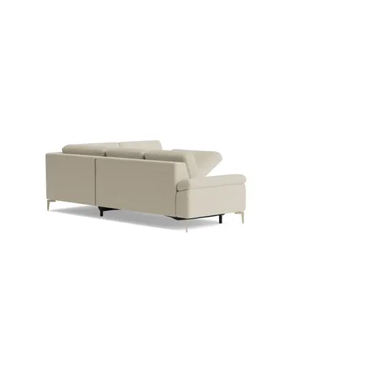 Ecksofa Aracena - 2,5-Sitzer mit Rundecke und Abschlussteil rechts inkl. Kopfstütze, Stoff, Natur