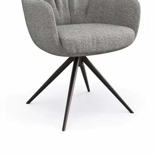 Armlehnstuhl Mis Legere - Boucle, Grau, Stativ, Anthrazit