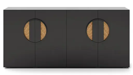 Sideboard Jyn - BHT ca. 197x91x46 cm, Lack, Schwarz, Bodenstehend