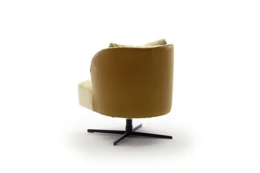 Sessel Cuneo - drehbar, Stoff, Senfgelb, Leder, Senfgelb