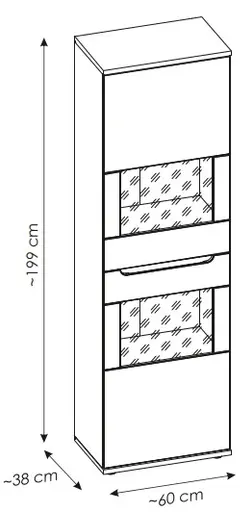 Vitrine - B ca. 60 cm, Kaschmir, Nussbaum Nachbildung