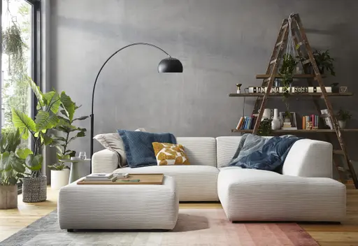 Ecksofa Elementos - 1,5-Sitzer links mit Ecke rechts, Stoff, Weiß