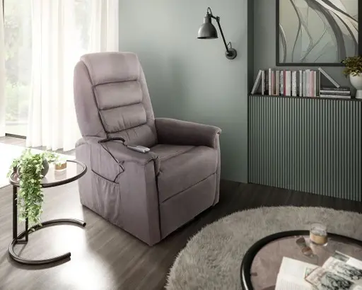 TV-Sessel MYRON - Aufstehhilfe, Relaxfunktion, Stoff, Braun