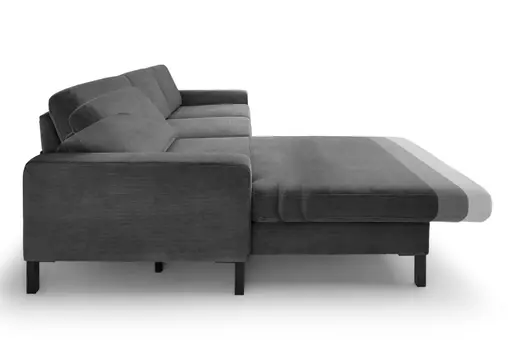 Ecksofa CALM MOVE 2.0 - Longchair links mit 2,5-Sitzer, Schlaffunktion, Feincord, Anthrazit