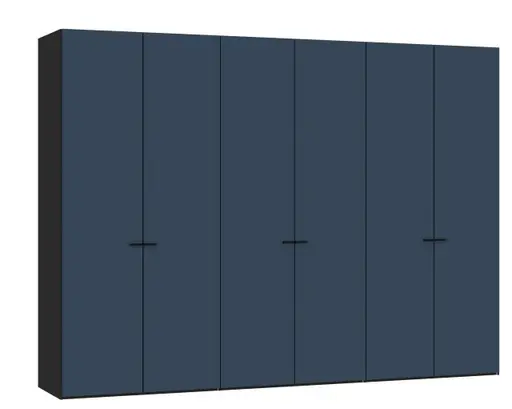 Drehtürenschrank JOIN IT- B ca. 303 cm,  Schwarz, Glas, Blaugrau, Matt