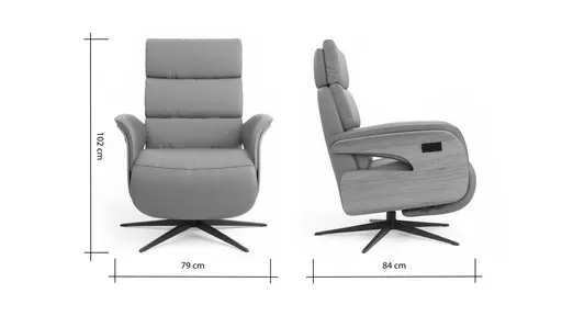 Relaxsessel Amila - Größe S, inkl. 2-motorischer Relaxfunktion und Kopfteilverstellung, Leder, Rauchbraun