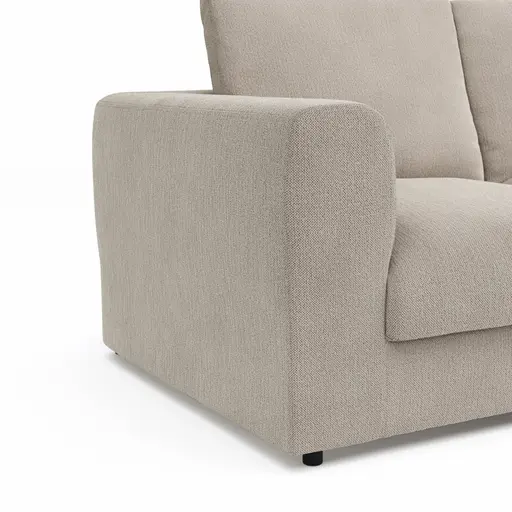 Ecksofa Stormy - 2,5-Sitzer mit Longchair rechts, Stoff, Creme