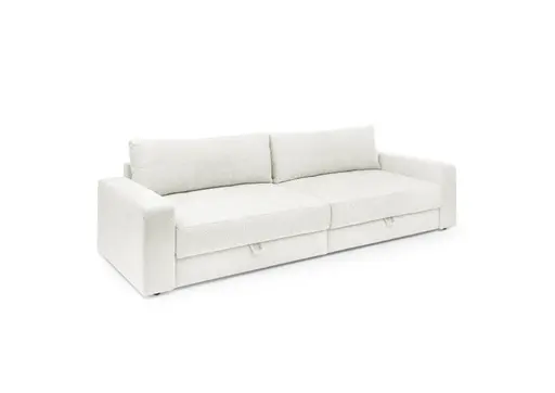 Big-Sofa Jella - 2-Sitzer, Schlaffunktion mit Bettkasten, Stoff, Beige
