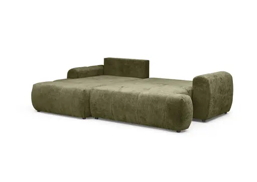 Ecksofa - Longchair links mit 2-Sitzer, Stoff, Olivegrün