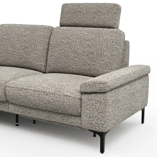 Ecksofa Matero - Ecke mit 2-Sitzer rechts inkl. Relaxfunktion motorisch und Sitzvorzug, Stoff, Graubeige