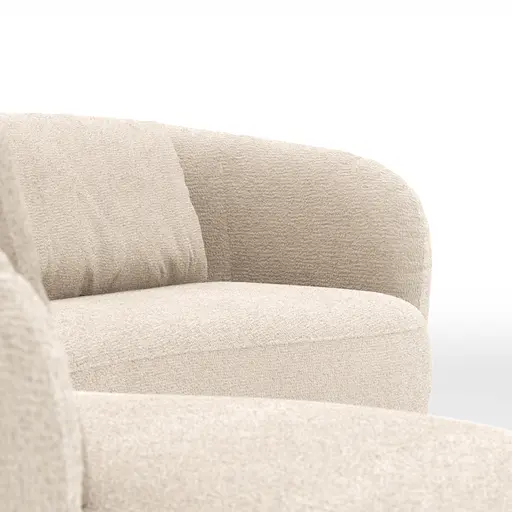 Ecksofa Karasu - Ottomane links mit 3-Sitzer rechts, Stoff, Natur