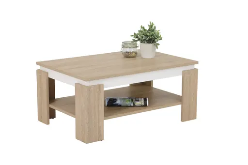 Couchtisch - LB ca. 90x60 cm, Eiche Dekor, Weiß